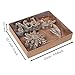 Valery Madelyn 18ct 6-15cm Champagne Gold Sparkling Essential Christmas Ornaments Set Glittery Christmas Decoration-Noel, Snowflake and Reindeer,18 Pcs Metal Hooks Included