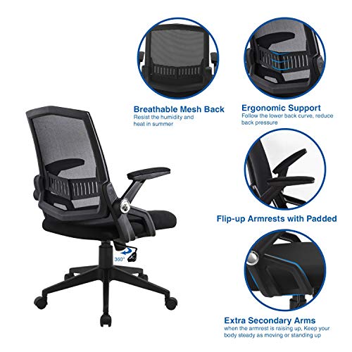 ZLHECTO Ergonomic Office Chair, Mid Back Computer Desk Chairs with