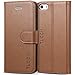 iPhone SE Case, TUCCH® Wallet Case for iPhone SE / iPhone 5s / iPhone 5, Flip Leather Wallet Cases Slim Folio Book Cover with Credit Card Slots, Cash Clip, Stand Holder, Magnetic Closure, Brown