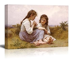 A Childhood Idyll by William Adolphe Bouguereau Giclee Canvas Prints Wrapped Gallery Wall Art | Stretched and Framed Ready to Hang - 12" x 18"