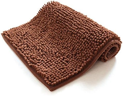 Bath Rugs by Elephanty, Non-slip Microfiber Shag Bathroom Rugs Bath Mats (24 x 35 inches, Dark Brown)