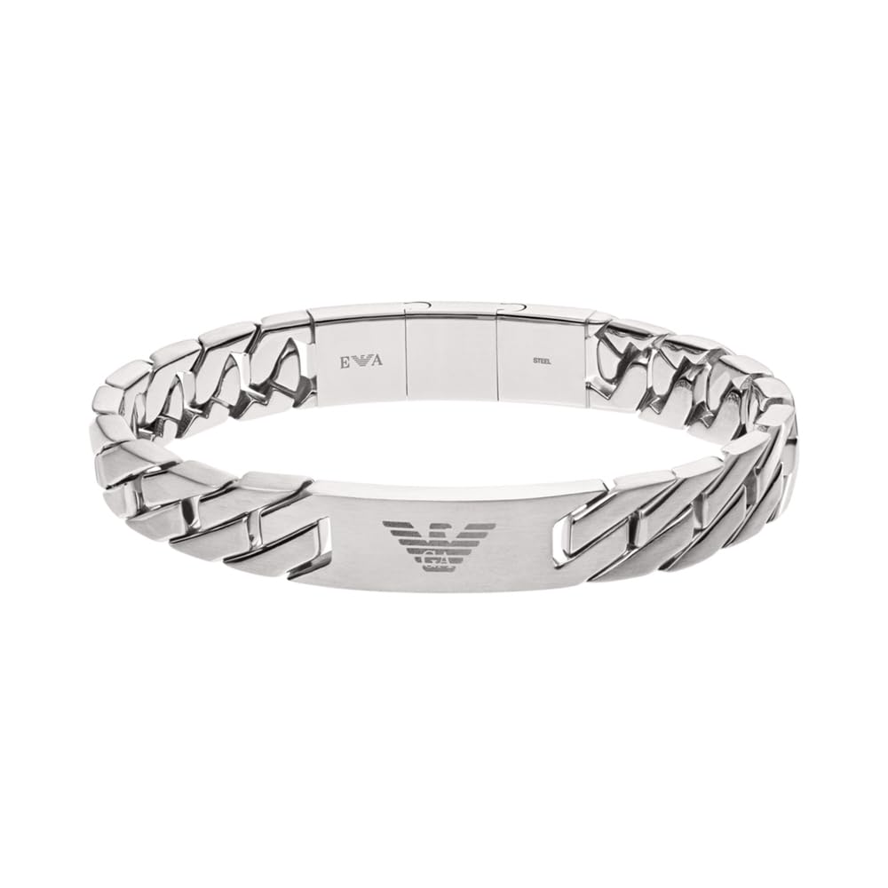 Emporio Armani Bracelet for Men Heritage, 18.50 cm +/-1.00 cm Silver Stainless Steel Bracelet, EGS2435040