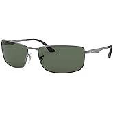 Ray-Ban mens Rb3498 Rectangular Sunglasses