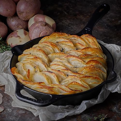 VICTORIA Bratpfanne Emaillierte Gusseisenpfanne Induction 25cm Bratpfanne Geeignet für Feuer, Grill, Backofen, Ceranfeld, Gas, Cast Iron Skillet, Toxic Free Kochgeschirr ohne PTFE oder PFOA 10