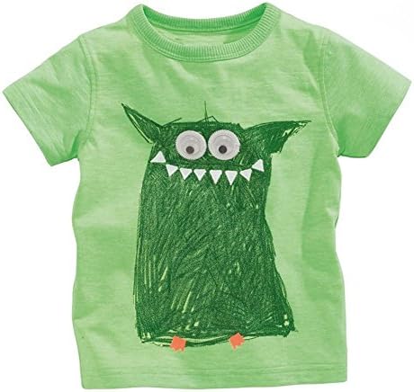 Soda Park Boys Hand Drawn Big Eyes Monster Funny T Shirt(4T)