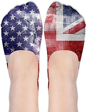 SboS Womens American UK Flag No-Show Socks Casual Anti Slip Low Cut Crew Boat Sock Hidden Flat Line