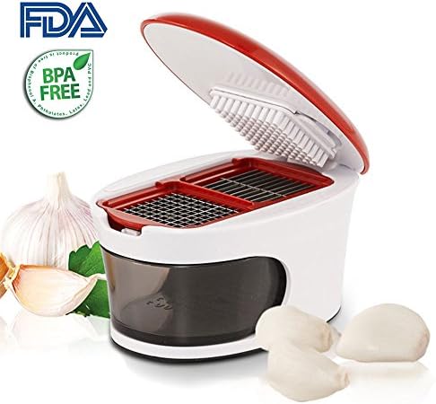 Mini Garlic Press, Kitchen Garlic Press with Stainless Steel Blades Garlic Chopper Crusher Mincer Slicer Dicer Gadget Professional Garlic Presses Dishwasher Safe Ginger Crusher Squeezer