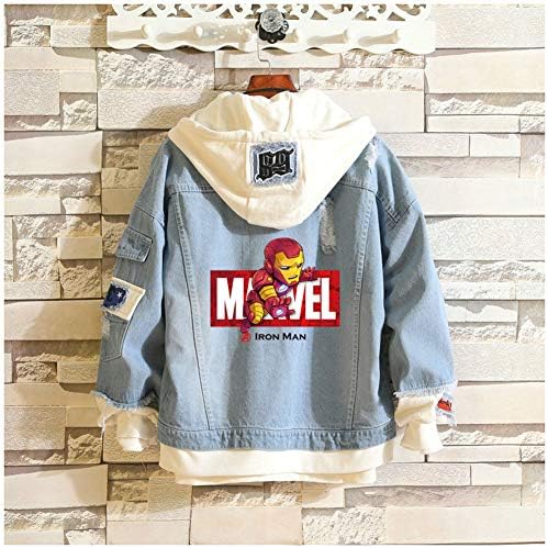 Love Broadcast Anime Denim Hooded Jacket - 3D Color Print Unisex Casual Jacket Hat Denim Jacket Shirt (M-XXXL)