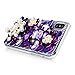 Mavis's Diary iPhone Xs Case, iPhone X Case, Full Edge Protective Plastic Case, 3D Handmade Crystal Clear Bling Diamonds Shiny Purple Rhinestone Pearl Floral Hard PC Cover