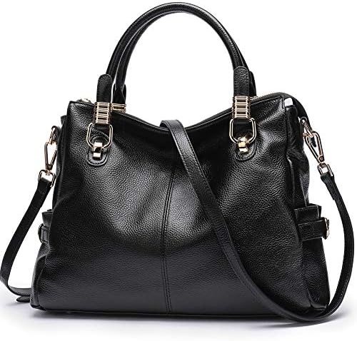 Womens Genuine Leather Handbag Urban Style Satchel Tote Bag Vintage Shoulder Top-Handle Crossbody Handbags Large Capacity