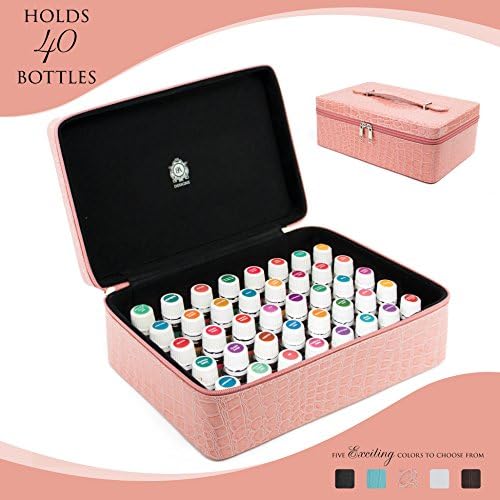 Essential Oils Carrying Case Holds 40, 15ml Bottles - Beautiful Large Custom Hard Shell Exterior with High Density Foam Interior (Coral Pink)