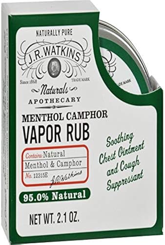 J.R. Watkins Natural Menthol Camphor Chest Rub, Flu and Cold Relief ...