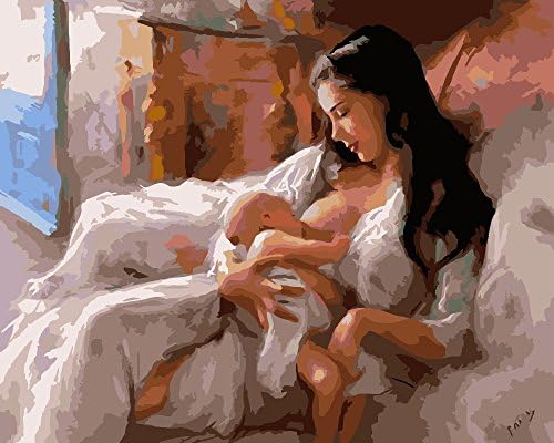 Europe Style Framed Pictures Painting By Numbers Diy Canvas Oil Painting Home Decor For Living Room Breast-Feeding Z017