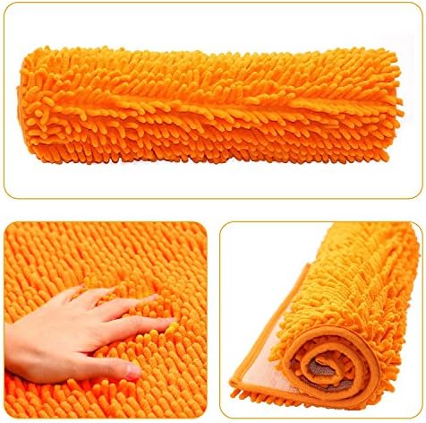 Klickpick Designs Thick Plush Bath Mats soft Bath Mat Chenille Washable Bath Rugs Microfiber shaggy Non Slip Bathroom Rug Anti Slip Absorbent Bath Rug Carpet with Non Skid Backing- Orange,18x28 Inches