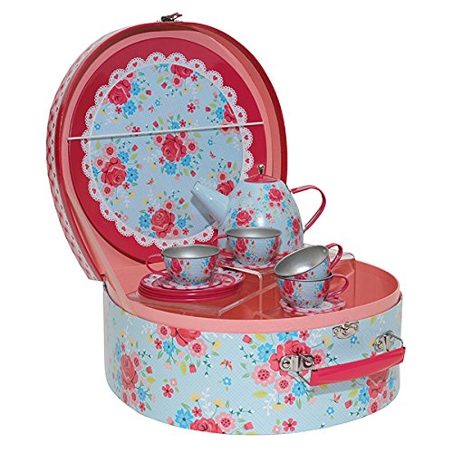 Childs Tin Teaset for Children - Great Tin Tea Set for Girls and Boys - Stunning Alternative to a Wooden Toy Tea Set. Presented in a Wonderful Display Box