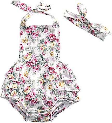 Nesson Baby Girls 2pcs Sets Cotton Ruffles Romper Outfits Clothes