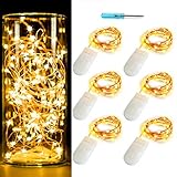 OakHaomie 6PCS Fairy Lights Battery Operated 6.5ft Copper Wire with 20 LED String Lights,Include 12PCS x CR2032 Batteries Starry String Lights for Party Christmas Wedding Table Decorations