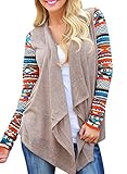 SmallDragon Women's Casual Long Sleeve Geometric Print Sweater Knit Cardigan