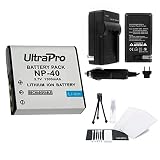 NP-40 High-Capacity Replacement Battery with Rapid Travel Charger for Select Casio Digital Cameras. UltraPro Bundle Includes: Camera Cleaning Kit, Screen Protector, Mini Travel Tripod