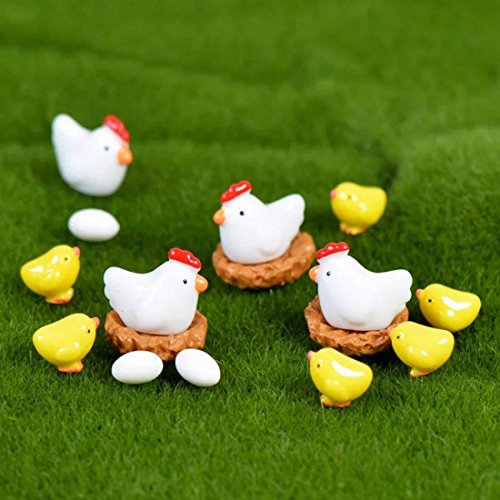 Danmu Mini Resin Fairy Garden Figurines, Fairy Garden Miniatures, Fairy Garden Accessories, The Chickens and Eggs Set Miniature Plant Pots Bonsai Craft Micro Landscape DIY Decor