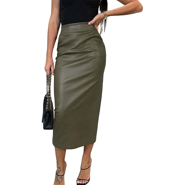 Calvin Klein Matte Jersey Top with Faux Leather Ruched Skirt Black 10 at  Amazon Women's Clothing store