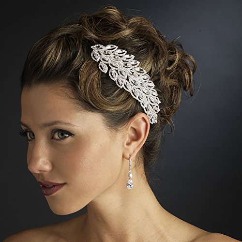 Wedding Bridal Floral Marquise Crystal & Rhinestone Side Comb