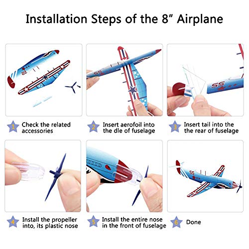18 Pack Airplane Parachute for Kids, 2Pcs 13.5” Throwing Aircraft Kits+12Pcs 8” Glider Planes+4Pcs Tangle Free Parachute Toy, Outdoor Model Foam Airplane Jet Flying Toys for Boys Girls Toddlers Teens