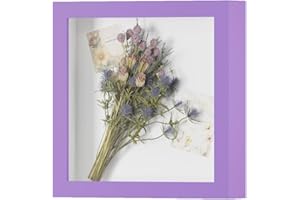 DEMAIKE 8x8 Shadow Box Frame Display Case with Real Glass, 3D Picture Frame for Memorabilia, Crafts, Photos, Wedding (Purple)