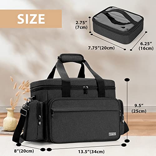 BAFASO Large Makeup Bag with 2 Removable Pouches and Detachable Dividers, Multifunctional Cosmetic Bag to Keep Makeup and Hair Supplies (Patent Pending), Black