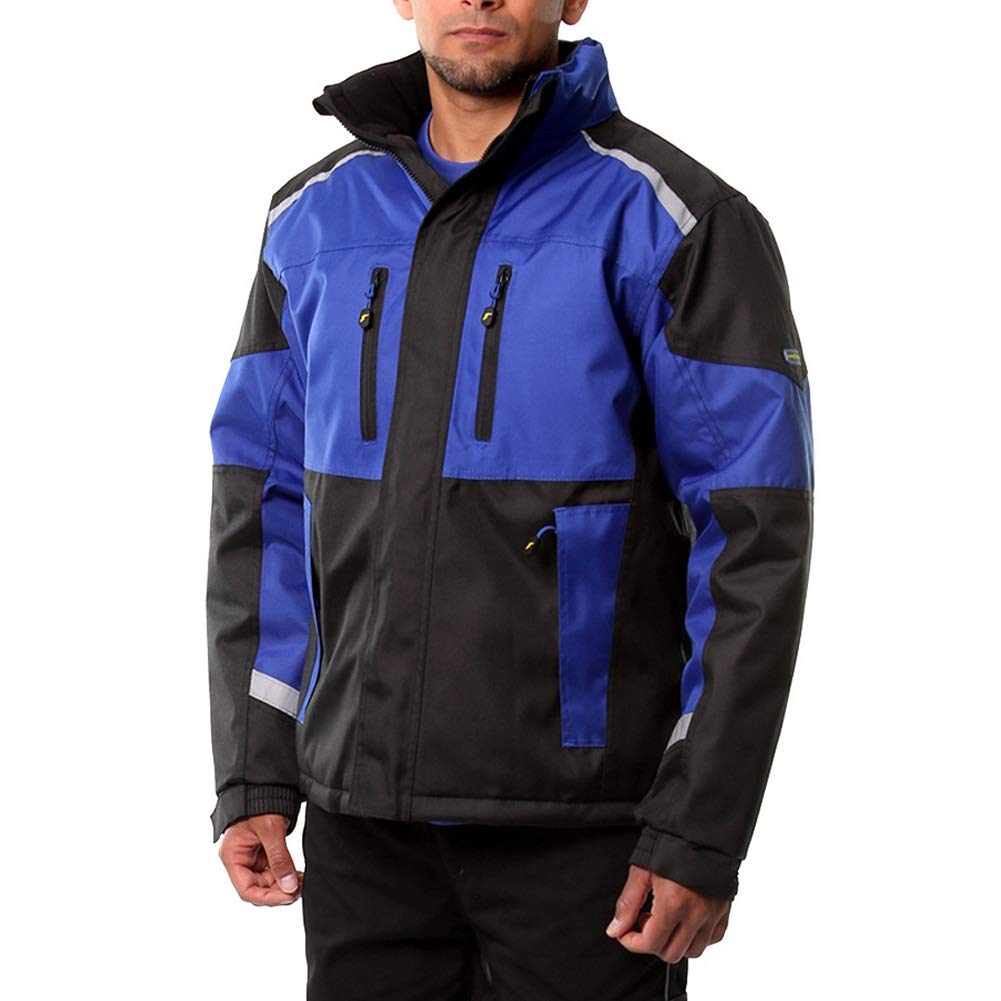 Goodyear Workwear GYJKT014 Mens Waterproof Windproof Breathable Canvas Padded Work Safety Jacket, Black/Royal Blue, Medium