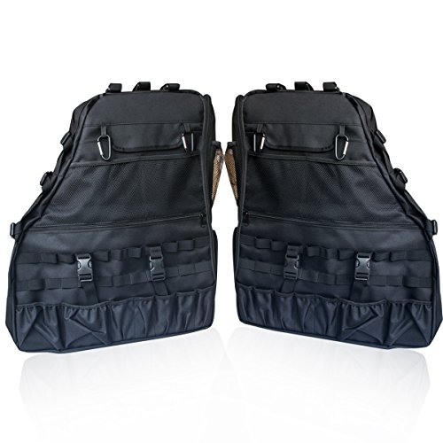 MOEBULB Multi-Pockets Roll Cage Cargo Storage Bag Saddlebag for Jeep Wrangler JK 2007 - 2016 Tool Kits Bottle Drink Phone Tissue Gadget Holder (4-Door , 2pcs/set)