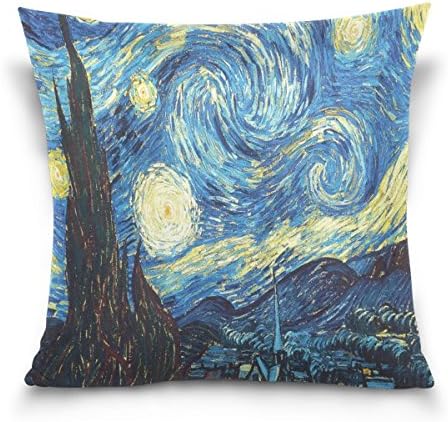 Ethel Ernest Home Decor Zippered Pillowcase Vincent Van Gogh The Starry Night Throw Pillow Cover Cases 16 x 16 Inches