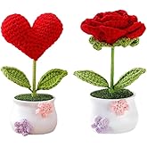 Quarter Rainbow Mini Potted Artificial Plants Crochet Handmade Kintting Flowers for Office Desk Decor and Shelf Decor- for Gift, Birthday