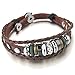 INBLUE Men,Women's Alloy Genuine Leather Bracelet Bangle CZ Brown Adjustable Tribal