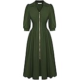 GRACE KARIN Womens Summer Midi Dress 2026 A Line Business Office Work Dresses Fit and Flare 3/4 Sleeve Dress with Pockets