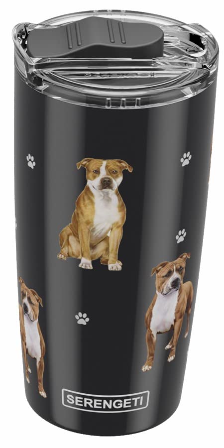 SERENGETI Pitbull 20 Oz. Stainless Steel, Vacuum Insulated Tumbler with Spill Proof Lid - 3D Print - Insulated Travel mug for Hot or Cold Drinks (Pitbull Tumbler)