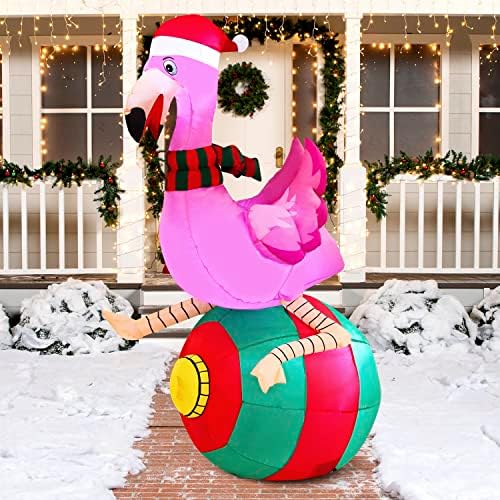 Joiedomi 6 ft Christmas Inflatable Decorations Flamingo on Ornament