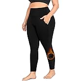 MOREFEEL Plus Size Leggings Fleece Lined with Pockets for Women-XL-4XL Thermal Winter Tummy Control Workout Yoga Pants