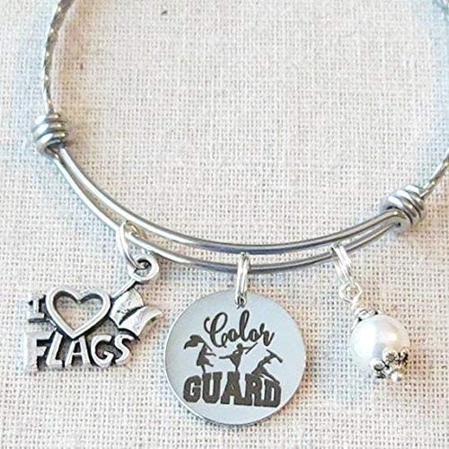 COLOR GUARD Flag Charm Bracelet, Color Guard Mom Bracelet, Color Guard I Love Flags Jewelry Gift, Color Guard Senior Grad Gift, Winter Guard Flag Charm Bracelet