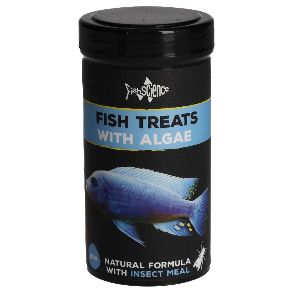FishScience Fish Treats with Algae | Fish Food Treats for Algae Eating Freshwater and Marine 150g (250ml) | Aquarium Glass Sticking Treat | Interactive Feeding | Long Lasting