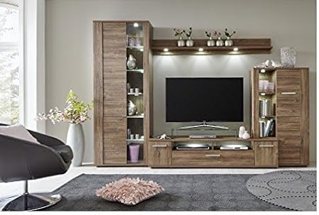 Beauty Scouts Wohnkombination Quinie Ii Wohnwand Anbauwand Schrankwand Kombination Wohnzimmerschrank Wohnzimmer B H T Ca 290 X 198 X 47 Cm In Akazie Dunkel Beleuchtung Mit Beleuchtung Ausfuhrung Mit Glas Tv Buhne Amazon De Kuche Haushalt