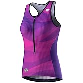 MY KILOMETRE Womens Triathlon Top Tri Singlet Racerback Performance Triathlon Top with Back Pockets