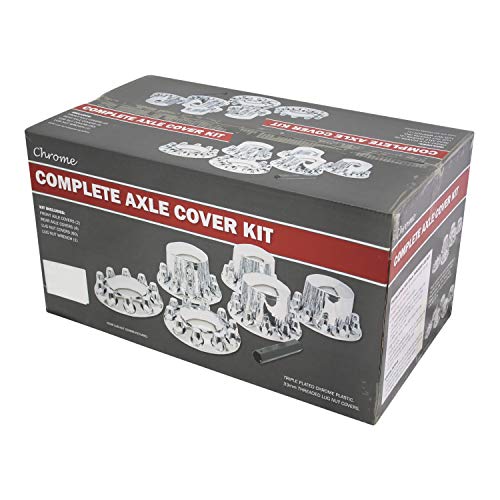 Wheel Cover Kit Chrome Front & Rear Complete 33mm Lug Covers Semi Truck