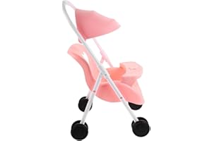 Garneck Stroller Doll Play Stroller Doll Stuff Doll House Decor Pink Plastic