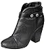 Breckelle's GAIL-22 Women's Belted Chunky Stacked Heel Ankle Booties, Black, 7