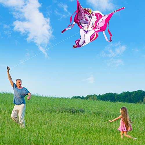 JOYIN Cometa de unicornio de 43.3 pulgadas, fácil de volar para niños y adultos, cometa de playa grande para juegos y actividades al aire libre