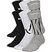 Nike Kids' Everyday Cushion Crew Socks (6 Pairs), Black/White/Grey, Medium