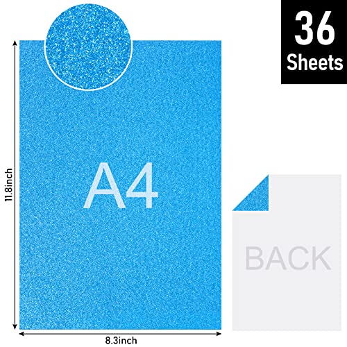 Koogel Glitter Cardstock Paper, 36 Sheets Sparkly Paper A4 Premium Craft Cardstock 18 Colors for Cricut Card Making Paper Crafting Scrapbook 250GSM