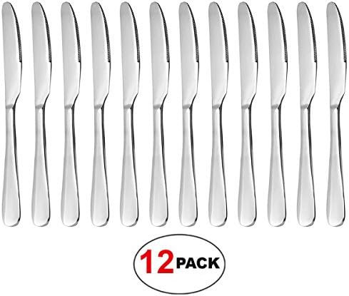 Evesun 9 Inches Heavy Duty Stainless Steel Dinner Modified Round Steak Knives Fine Workmanship Smooth Durable Elegant 12-piece (12-Knives)