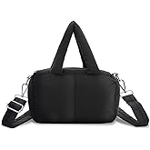 Emprier Puffer Tote Bag for Women Quilted Crossbody Handbag with Detachable Strap Nylon Shoulder Purses